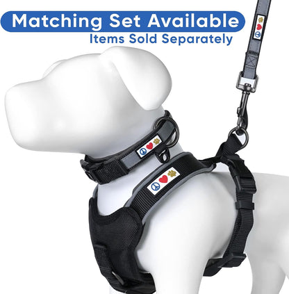 Customizable 6 Ft Black Dog Leash with Reflective Features and Padded Handle, Embroidered with Name and Phone Number