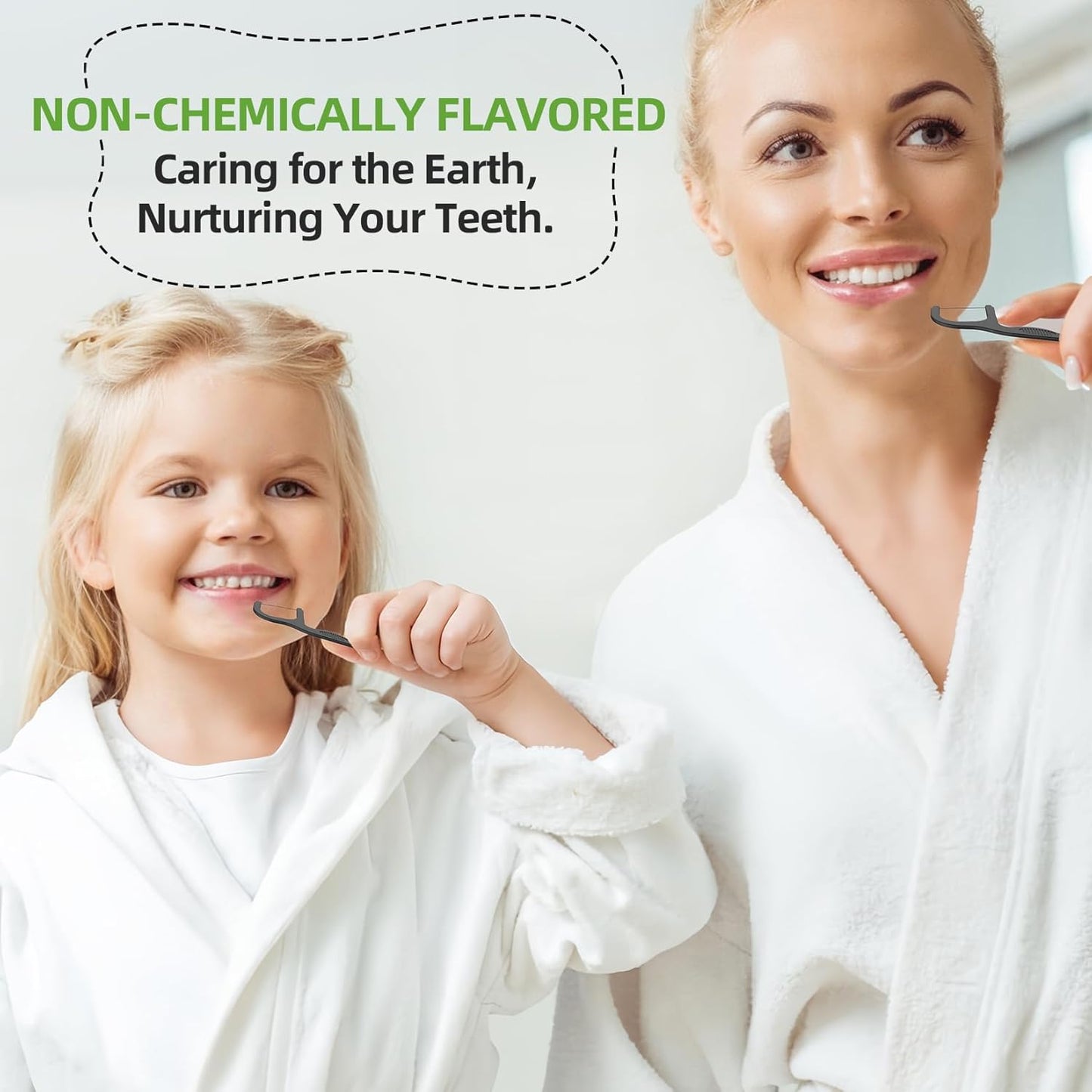 Biodegradable Charcoal Dental Floss Picks | Shred-Resistant, Vegan, and Eco-Friendly, 200 Count