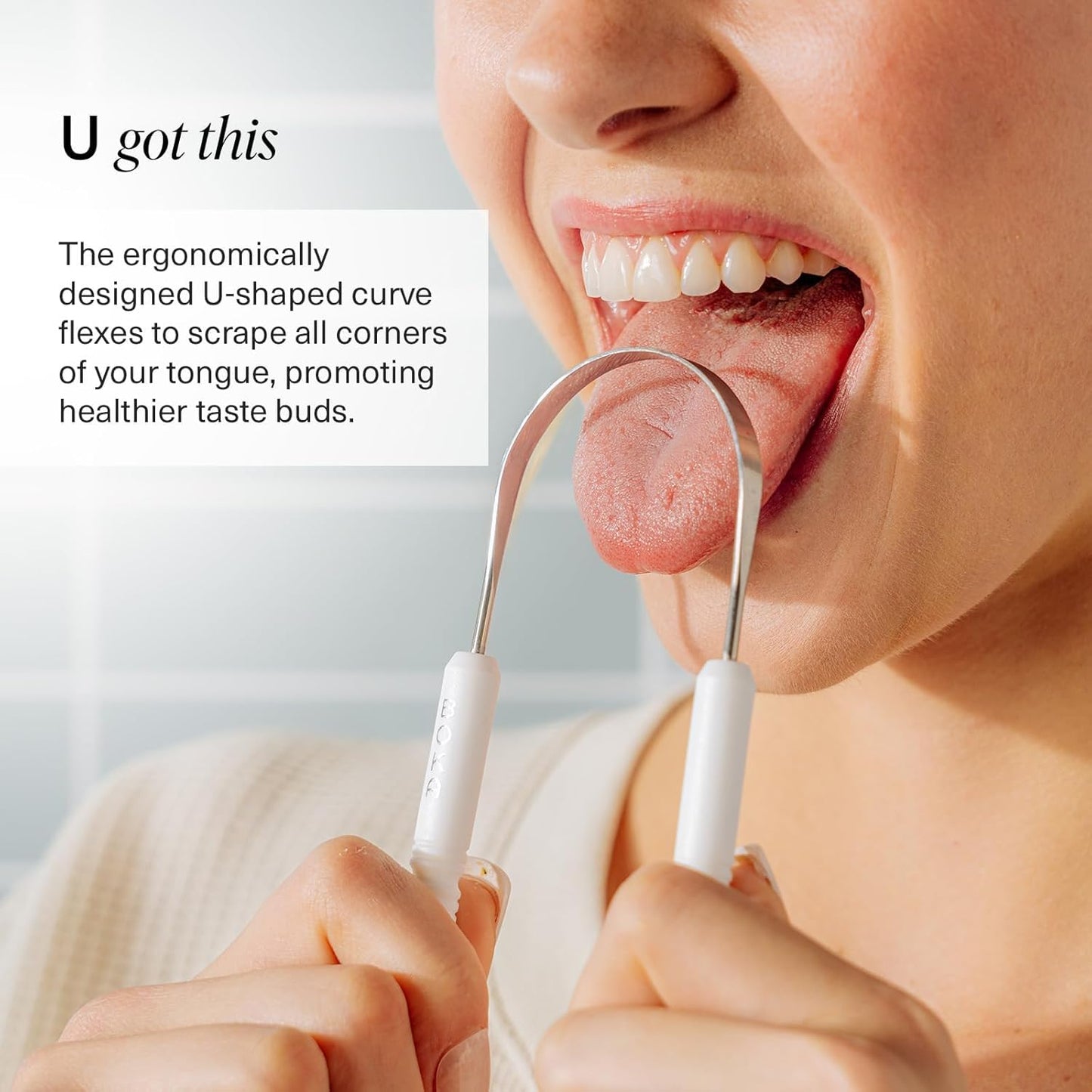 Stainless Steel Tongue Scraper for Adults and Children with Travel Case - Effective Tongue Cleaner for Removing Buildup and Freshening Breath (Single Pack)