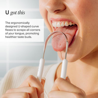 Stainless Steel Tongue Scraper for Adults and Children with Travel Case - Effective Tongue Cleaner for Removing Buildup and Freshening Breath (Single Pack)