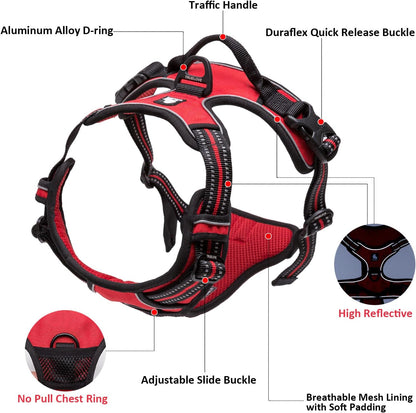 Adjustable Reflective No-Pull Dog Harness - Comfortable Control Vest in Royal Blue, Size Large by Truelove Tlh5651