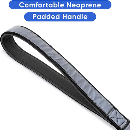 Customizable 6 Ft Black Dog Leash with Reflective Features and Padded Handle, Embroidered with Name and Phone Number