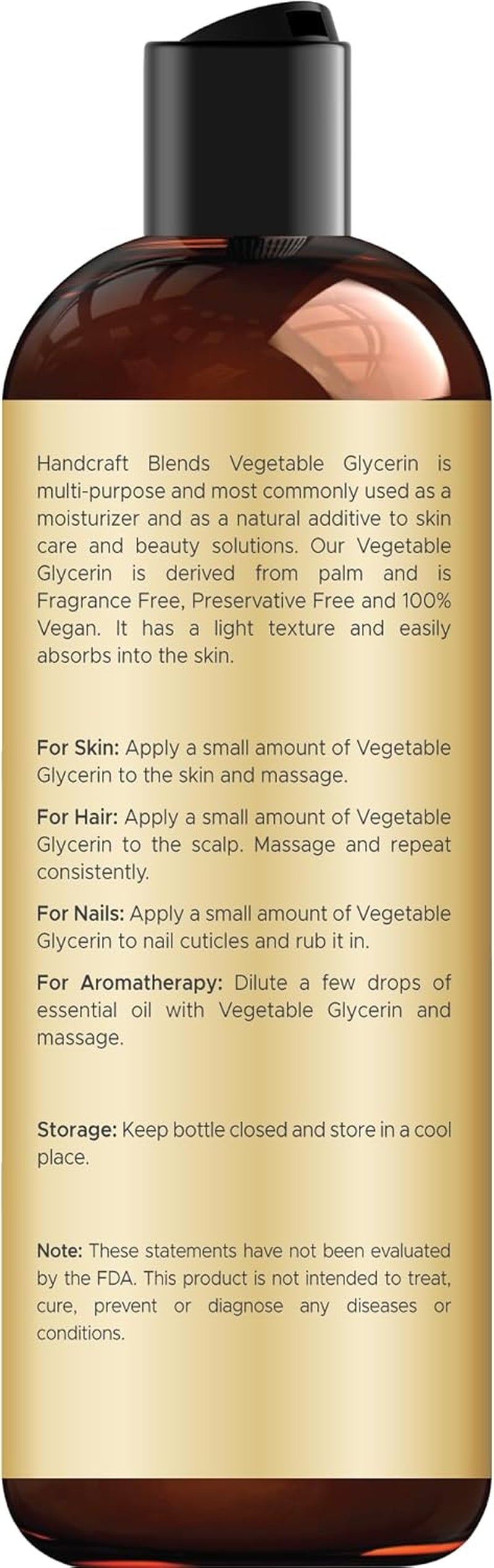 Vegetable Glycerin - 8 Fl Oz - 100% Pure and Natural - Premium Grade Oil for Skin, Hair, and Massage Blends