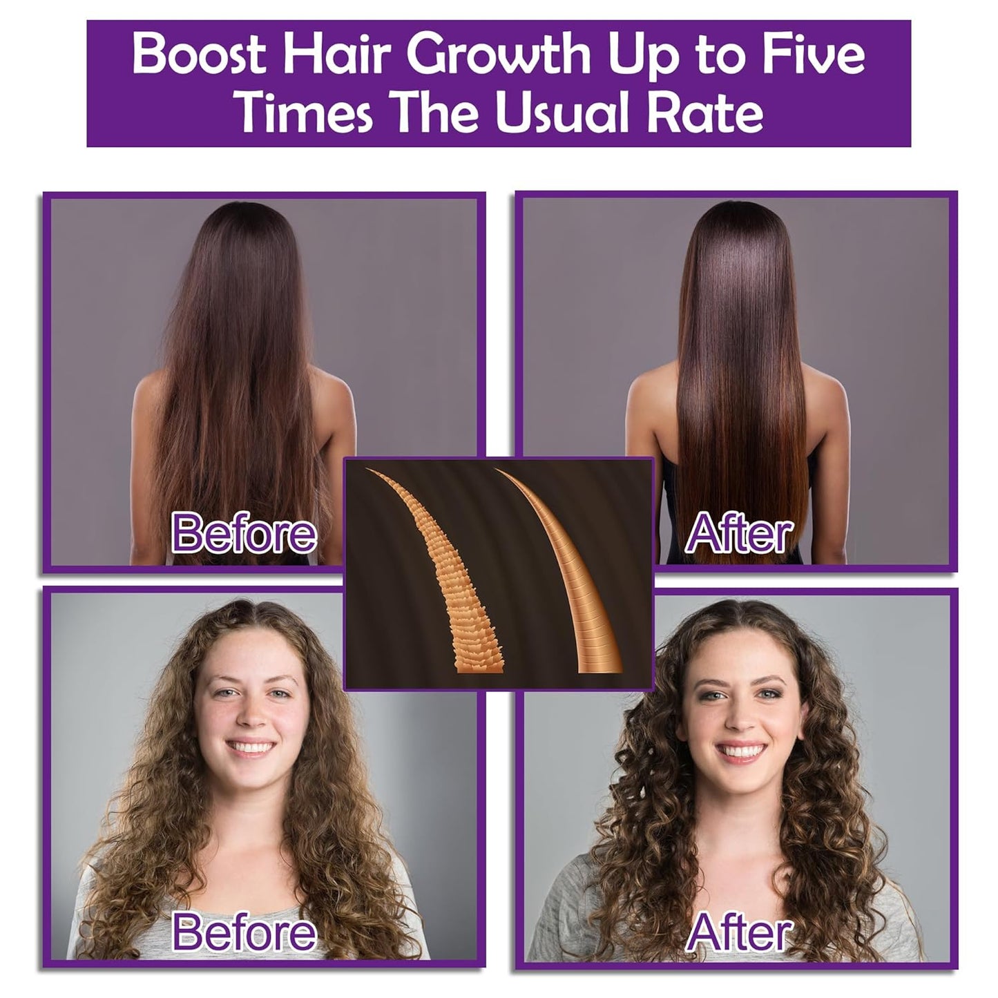 Hair Growth Shampoo and Conditioner Duo Enriched with Rosemary, Biotin, Argan, and Castor Oils for Thinning, Damaged, and Curly Hair