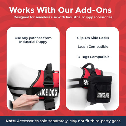 Service Dog Vest Harness - Durable Adjustable Vest with Reflective Straps, Removable Patches, 50 ADA Cards, Handle & D-Ring for Travel and Daily Use (Bright Red, XL 30"-39")