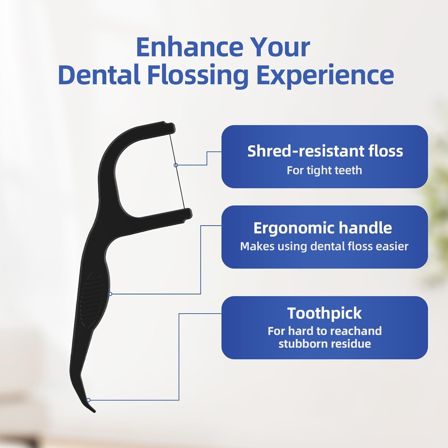 Biodegradable Charcoal Dental Floss Picks | Shred-Resistant, Vegan, and Eco-Friendly, 200 Count