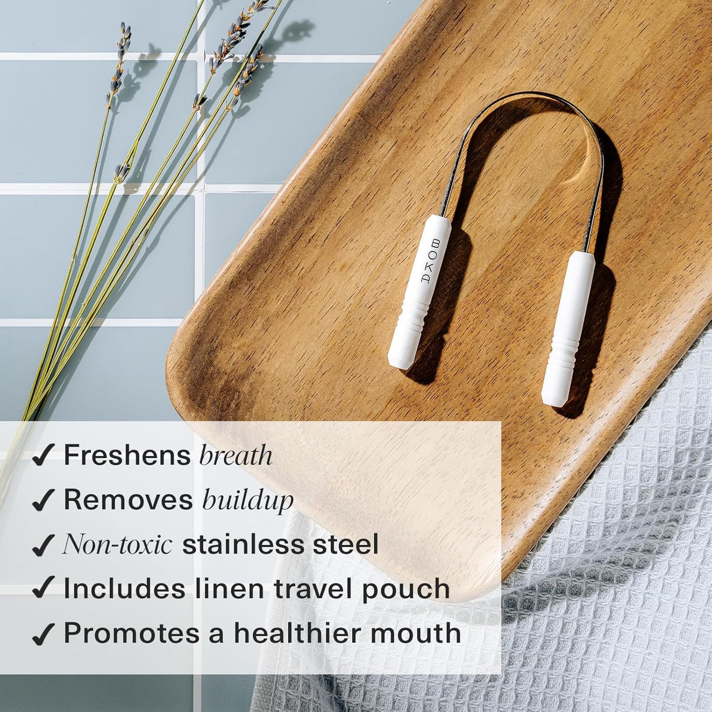 Stainless Steel Tongue Scraper for Adults and Children with Travel Case - Effective Tongue Cleaner for Removing Buildup and Freshening Breath (Single Pack)
