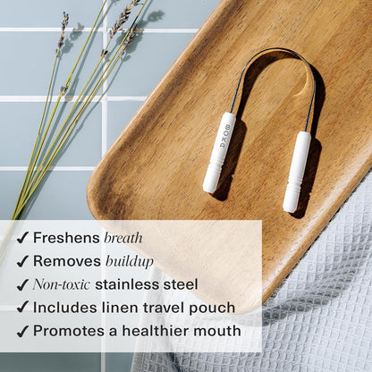 Stainless Steel Tongue Scraper for Adults and Children with Travel Case - Effective Tongue Cleaner for Removing Buildup and Freshening Breath (Single Pack)