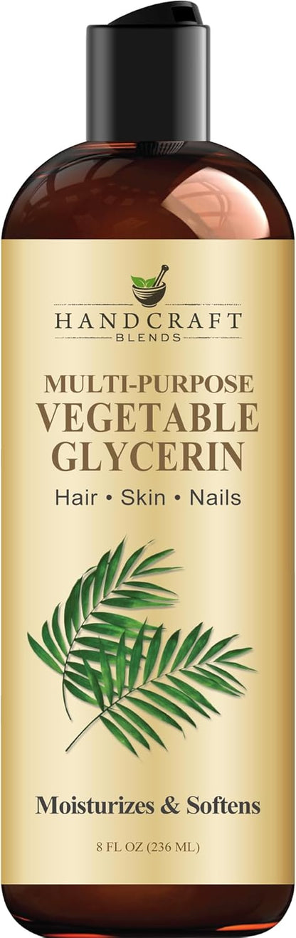 Vegetable Glycerin - 8 Fl Oz - 100% Pure and Natural - Premium Grade Oil for Skin, Hair, and Massage Blends