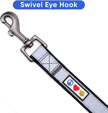 Customizable 6 Ft Black Dog Leash with Reflective Features and Padded Handle, Embroidered with Name and Phone Number