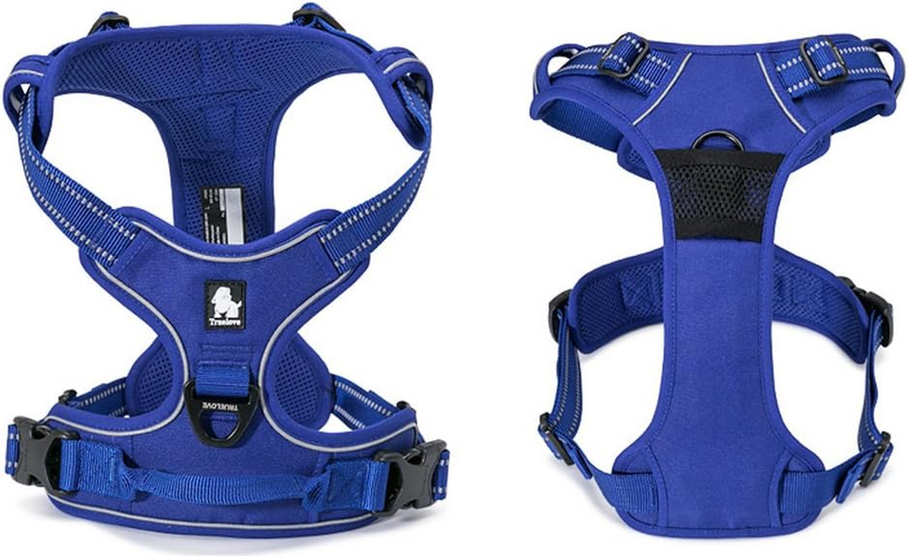 Adjustable Reflective No-Pull Dog Harness - Comfortable Control Vest in Royal Blue, Size Large by Truelove Tlh5651