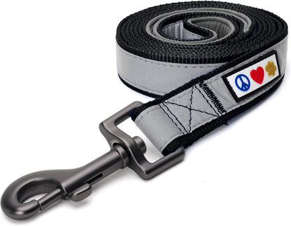 Customizable 6 Ft Black Dog Leash with Reflective Features and Padded Handle, Embroidered with Name and Phone Number
