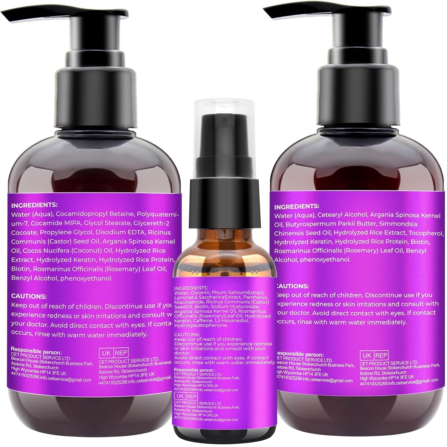 Hair Growth Shampoo and Conditioner Duo Enriched with Rosemary, Biotin, Argan, and Castor Oils for Thinning, Damaged, and Curly Hair