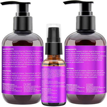 Hair Growth Shampoo and Conditioner Duo Enriched with Rosemary, Biotin, Argan, and Castor Oils for Thinning, Damaged, and Curly Hair
